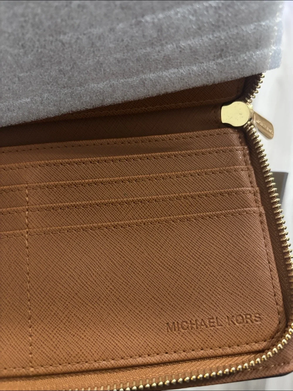 Michael Kors Brown Signature Coated Canvas Zip Around Wallet